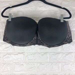 TORRID Lace Push-Up Strapless Bra 48DD Black Nude